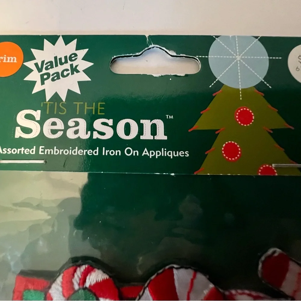 NEW 2003 Pack Assorted Embroidered Iron-On Christmas Candy Cane Appliques